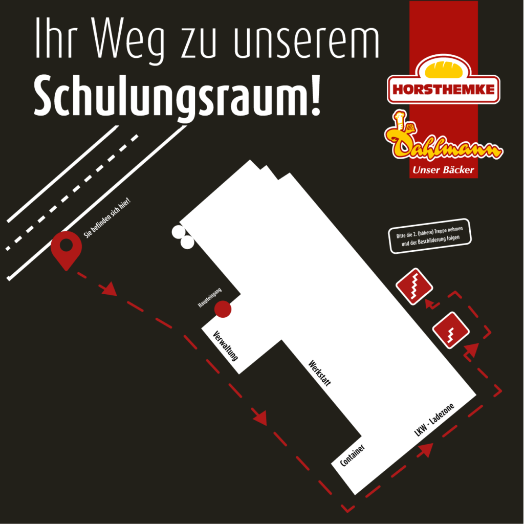 Skizze mit der Wegbeschreibung zu unserem Schulungsraum